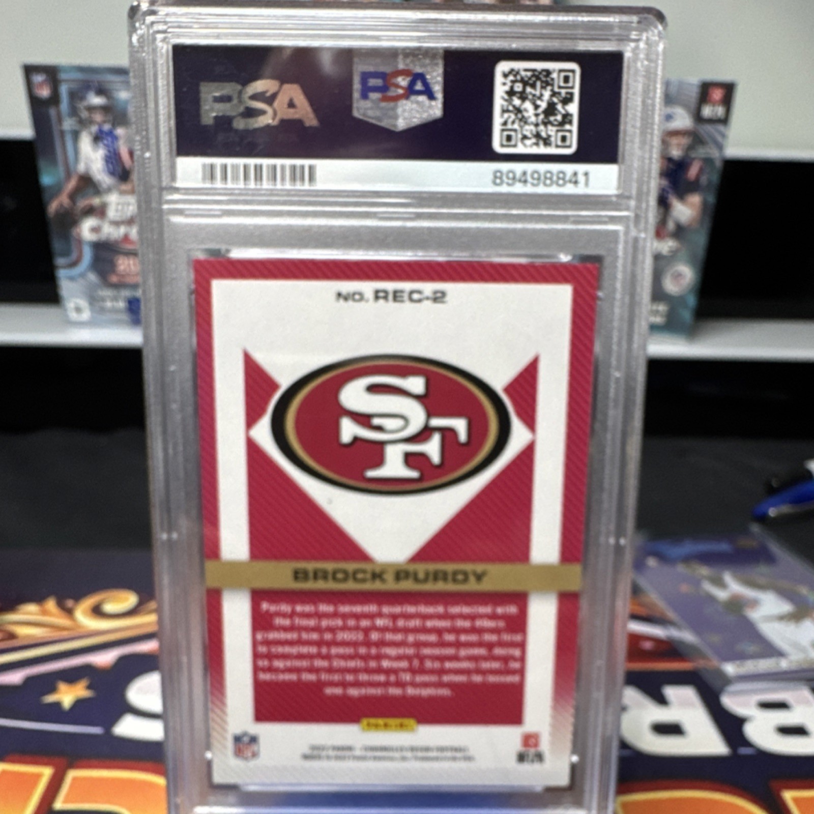 Panini 2022 Chronicles Recon Brock Purdy RC Rookie #REC-2 49ers PSA 9 view 2