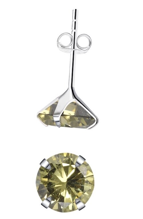 925 Silver Zircon Birthstone Stud Earrings for August 5mm Classic