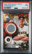 2025 TOPPS HOLIDAY MEGA PLAYER RELICS #CY CHRISTIAN YELICH PSA 9