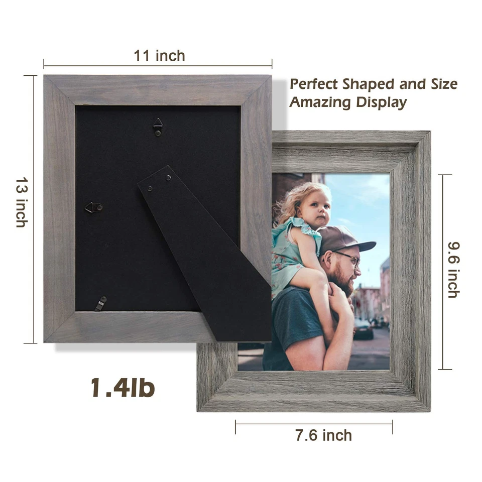 Rustic 8x10 Picture Frames, Solid Wood Photo Frame with Glass Front, Wall Mou... - Image 4 of 4