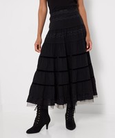 Joe Brown's Women'sLace Tiered Maxi Skirt With Tulle Underlayer
