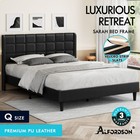 ALFORDSON Bed Frame Queen Double King Single Size High Headboard Black Leather