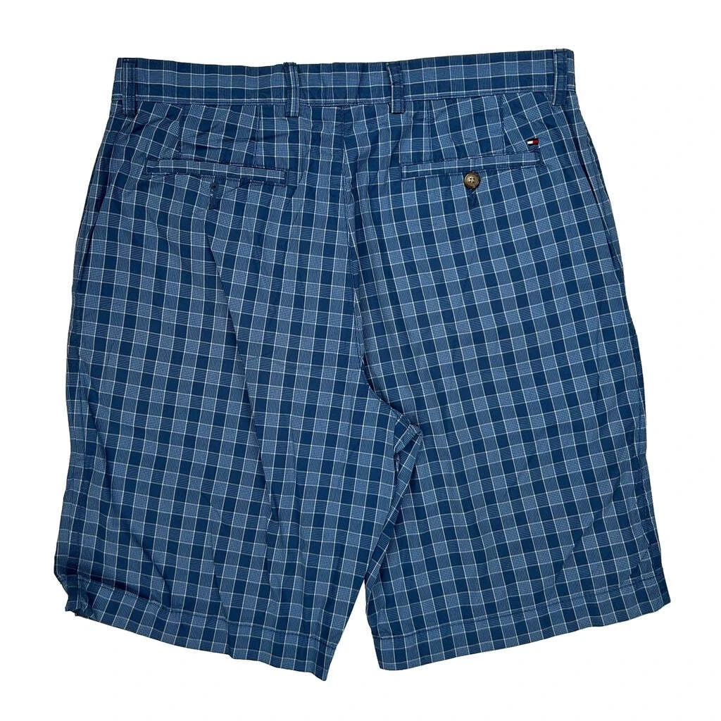 Tommy Hilfiger Checked Chino Shorts - 34W 10L Blue Cotton