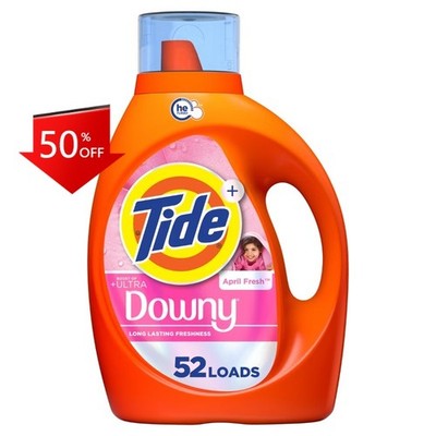 Tide + Downy April Fresh HE Deep  Liquid Laundry Detergent 52 Loads - 73 fl oz