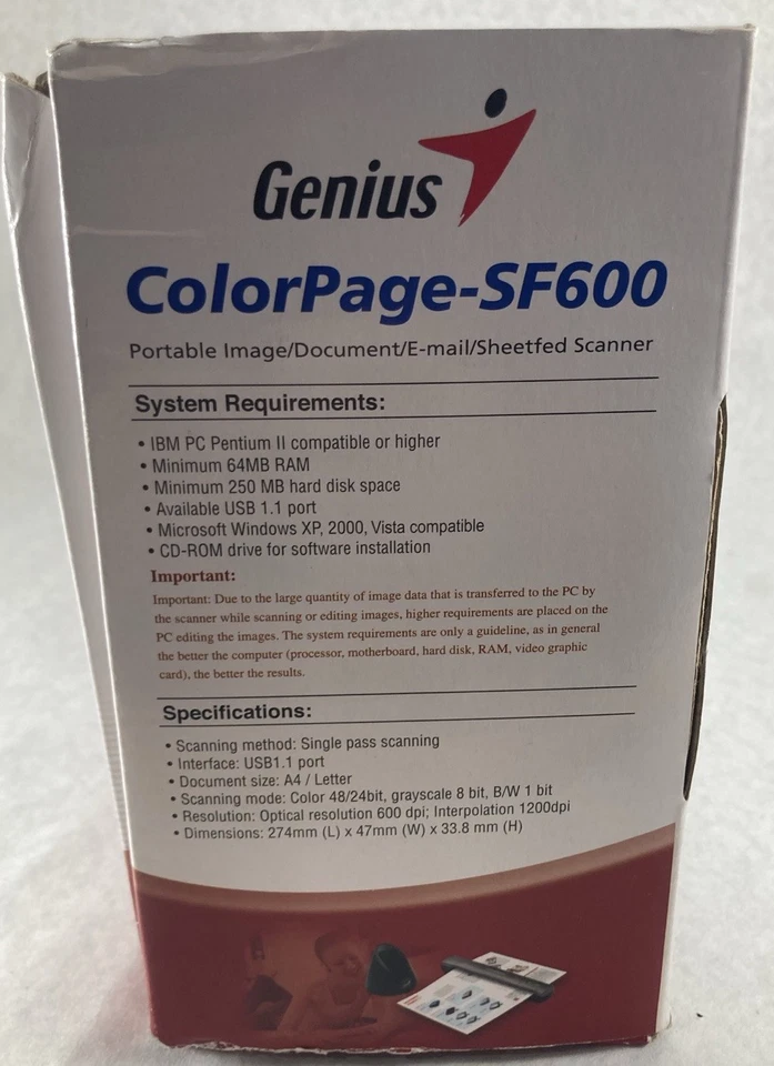 Genius Colorpage-SF600 Portable Document Sheetfed Scanner Works - Image 3 of 4