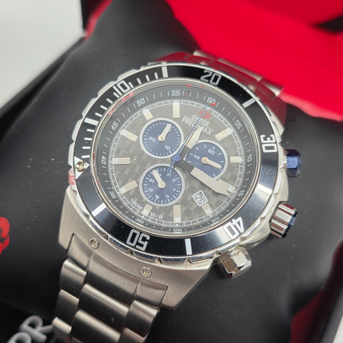 Swiss Precimax Mens Quartz Chronograph Watch With Box - READ FOR