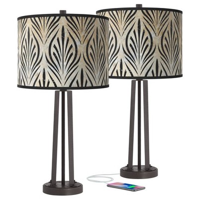 Giclee Glow 25 1/2'' Calathea Gem Dark Bronze USB Table Lamps Set of 2