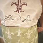 Fleur-de-lis Traditional Bib Apron, Green & White Fabric, One Size, Adjustable — photo 3