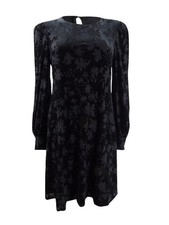 Calvin Klein Women's Burnout Velvet Pattern A-Line Dress (10, Black)