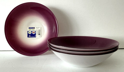Luminarc Safe Colors Winter Fizz Purple Glass Bowls France 6 1/4'' oz Set of 4