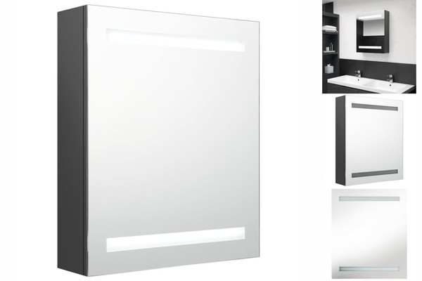 Led Bad Spiegelschrank Grau 50X14X60 Cm Badezimmer Led-Beleuchtung Spiegel-image