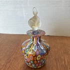 ITALIAN MILLEFIORI ART GLASS PERFUME BOTTLE  MURANO GLASS 5”