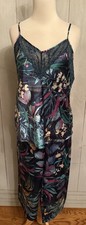 Linea Donatella Floral Cami Top  Cropped Pants Sleepwear Silky Pajama Set NWTEE