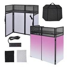 Portable DJ Facade Booth 41x45x21" DJ Table Stand Booth Station W/Casters Socket