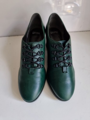CAMPER DESIGNER UK 5 EU 38 WOMENS GREEN LEATHER COURT LOW HEELS LACE UP SHOES - Picture 2 of 16