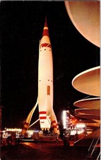 Disneyland Twa Fusée Tomorrowland California Nuit Vue Vtg Carte Postale E-3