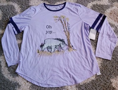 Cute NWT Disney Pooh Bear Eeyore ''Oh Joy'' Soft Lavender Purple LS Shirt Sz 2XL