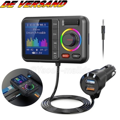 FM Transmitter Auto Bluetooth KFZ Radio Adapter Dual USB Ladegerät für Handy
