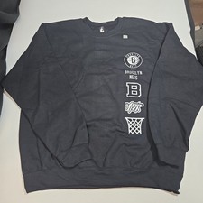 Brooklyn Nets Stacked Logo Men's Fleece Crewneck Sweatshirt Black Size XL NBA