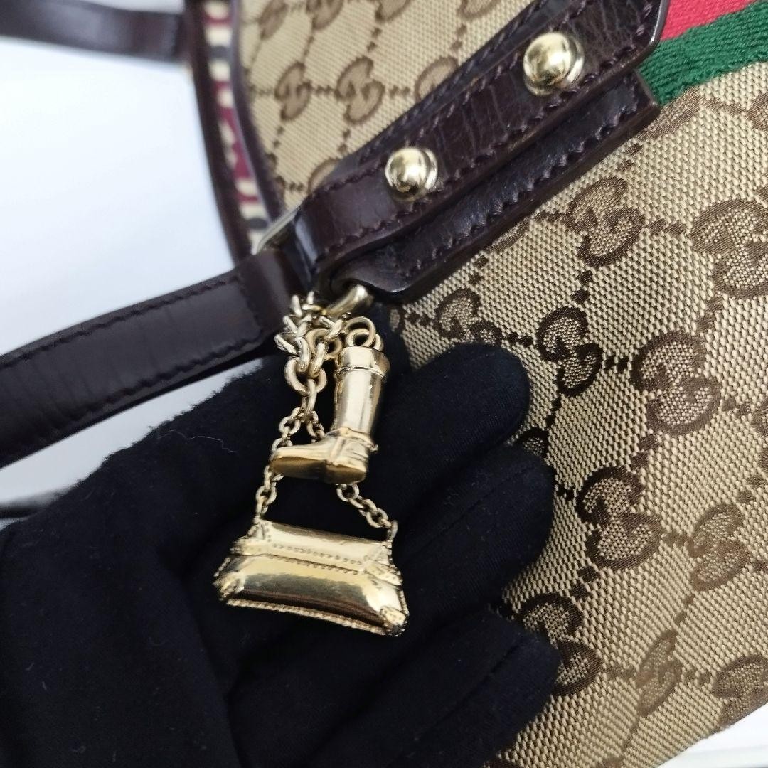 GUCCI Sherry Canvas Tote Bag Brown A4 Shoulder Authentic Excellent Condition thumbnail 3