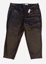 Old Navy NEW Faux Leather High Rise OG Straight Leg Ankle Pants Brown Sz 20