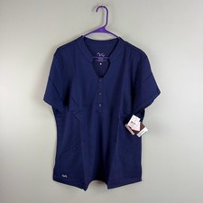 NrG by Barco Women's Navy Blue 2 Front Pocket V-neck Scrub Top XL Medical NWT