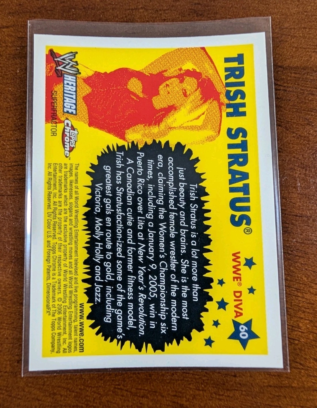2006 Topps Chrome WWE Heritage Superfractor Trish Stratus (Missing Serial #) #60 view 2