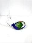 Vintage MURANO Art Glass Whale Neodymium Blue Hand Blown Paperweight Clear  5"