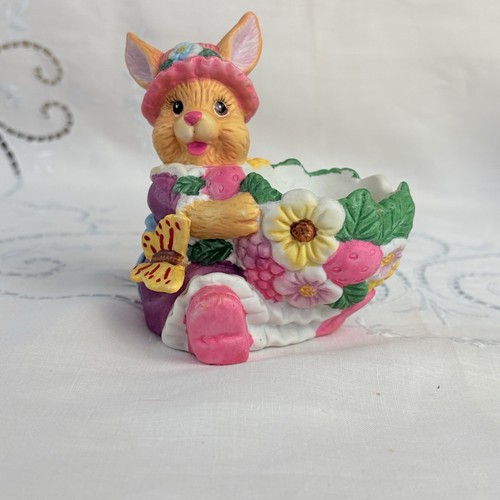 Porta uova di Pasqua vintage coniglietto porta votivo tocchi rosa caldo eccentrico amichevole