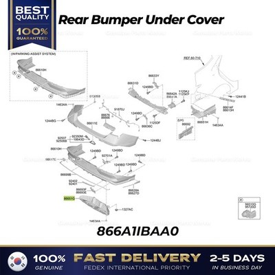 Genuine  Rear Bumper Under Cover 866A1IBAA0 for Hyundai Elantra N