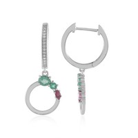 Cavill Ohrringe 1,2Ct Rubin Smaragd Sterlingsilber Platin Damen Schmuck
