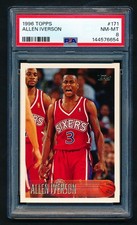 1996 Topps Allen Iverson Rookie Card PSA 8 NM-MT #171 HOF Sixers RC. rookie card picture