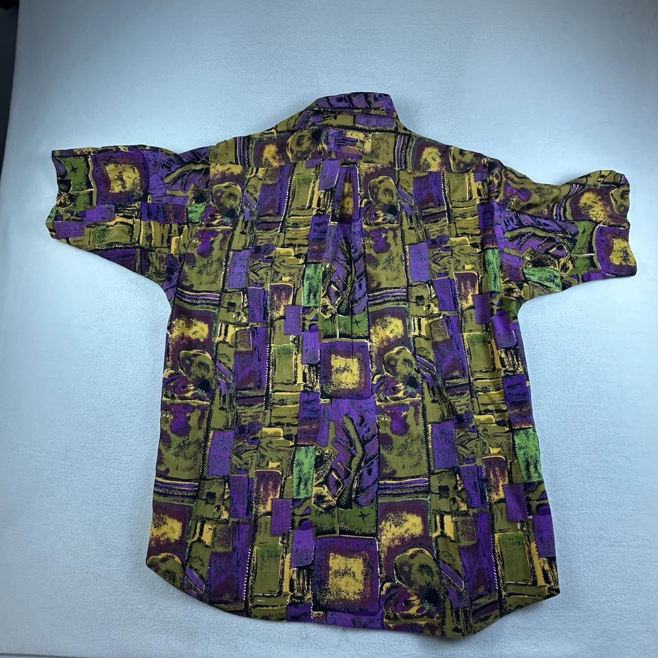 ExOfficio Shirt Mens Large Vintage 90's Abstract Hiking Camp Button Up Rayon - Image 4 of 4