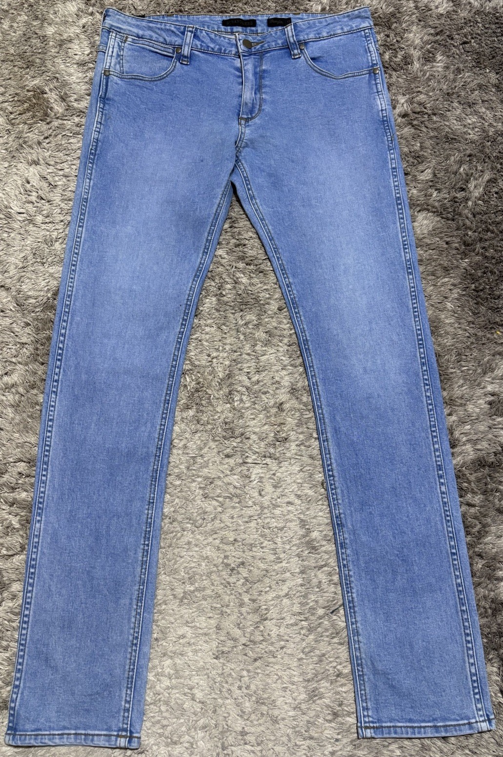 Wrangler Stranglers Blue Denim Jeans Skinny Stretch Mens Size 33 VGC Authentic