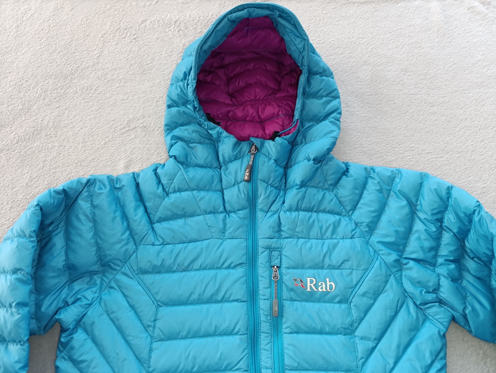 Rab Alpine womens Blue Pertex Microlight Down Hooded Puffer Jacket size XS image 2