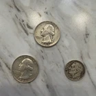 1953 1964 Washington Quarters Silver Coin & 1964 Dime