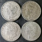 Lot of Four 1878 $1 Morgan Silver Dollars