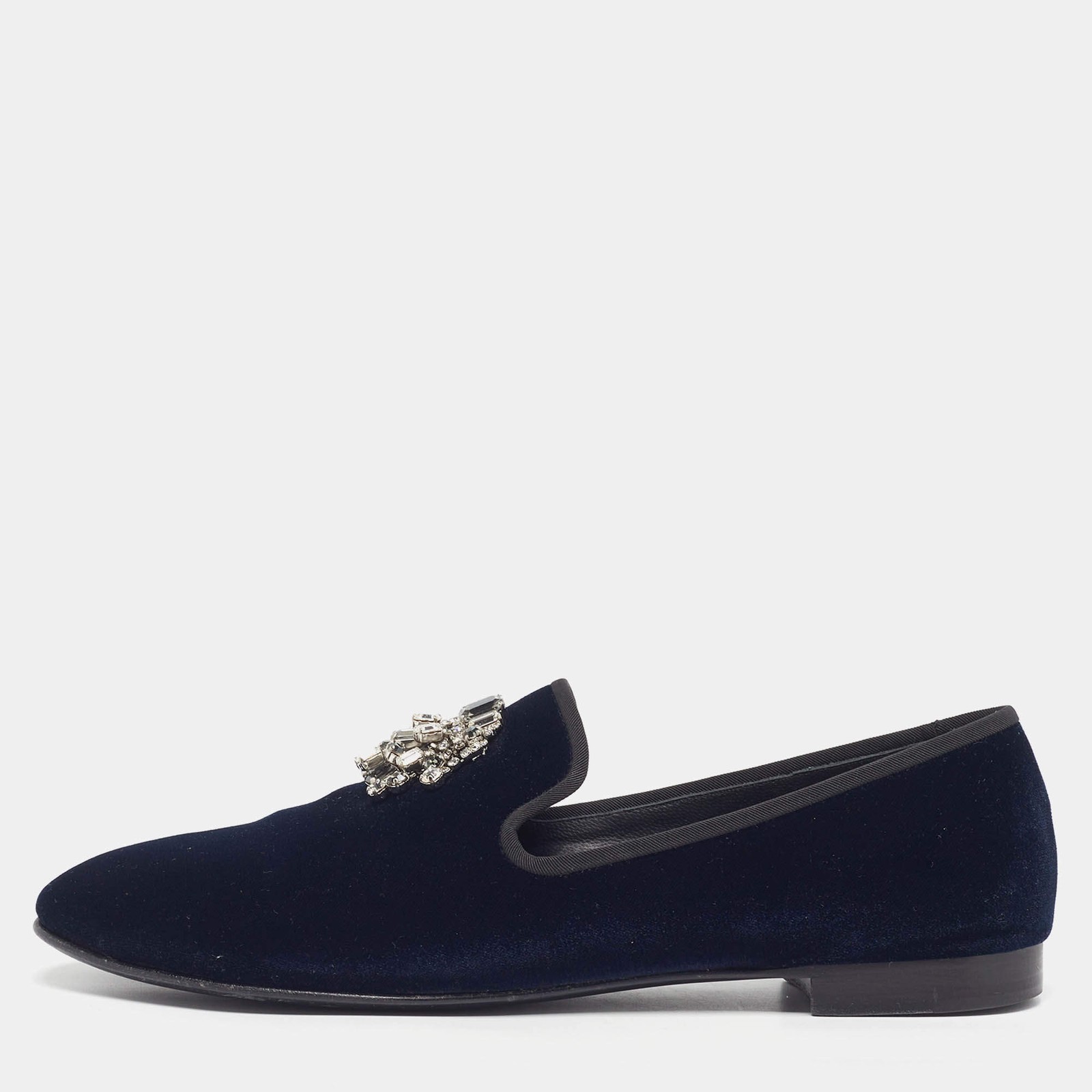 Giuseppe Zanotti Crystal Embellished Size 44 Navy Blue Velve