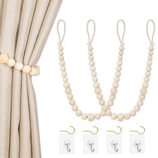 Wood Bead Curtain Tiebacks, KLOGTSIND Set of 2 Holdbacks for