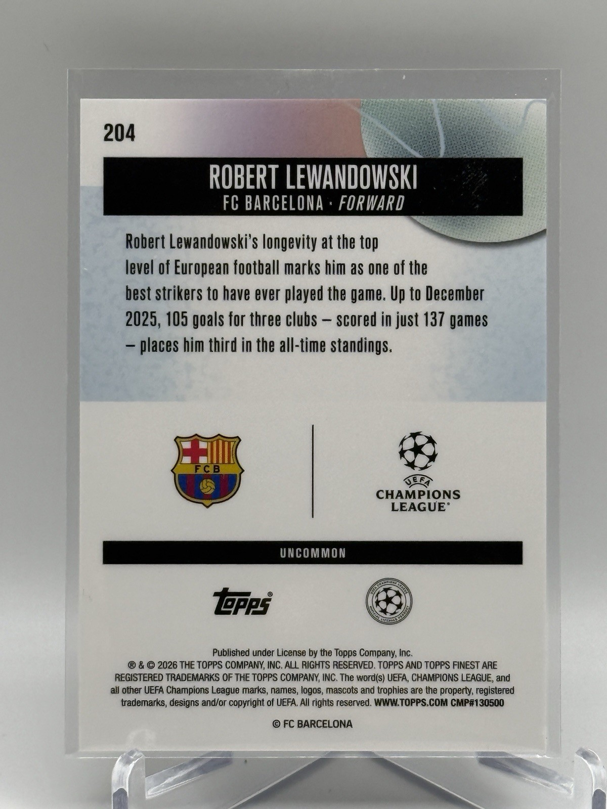 2025-26 Topps Finest Robert Lewandowski Uncommon PEARL Checkerboard #'d /40 view 2