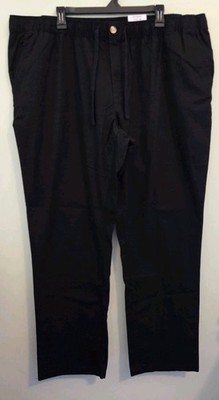 George Men's 2XL  44-46 Weekend Pull-On Chino Pants BLACK Stretch Waist #21426