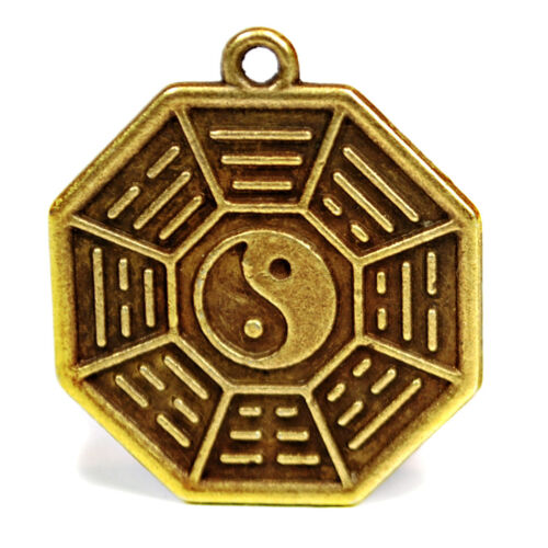 KWAN YIN FENG SHUI CHARM 1" Chinese Metal Pendant Bagua Protection Good Luck - Picture 2 of 4