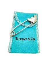 Vintage Tiffany & Co. Sterling Silver Moon Diaper Safety Pin Or Brooch - Pouch