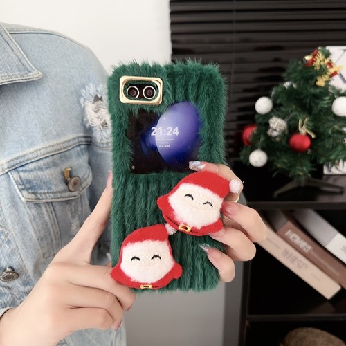 Fr Samsung Galaxy Z Flip5 Flip4 Flip3 Fluffy Cute Cartoon Santa Plush Case Cover - Bild 9 von 22