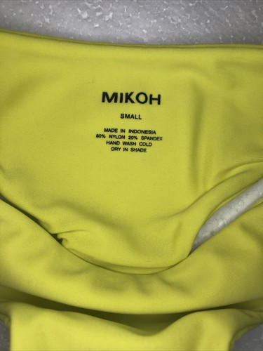 NWT Mikoh Pali Bikini Bottoms Women's Yellow Lilikoi Woven Sides Size Small - Picture 7 of 9