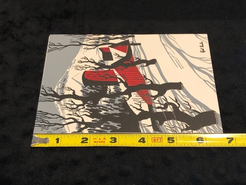 Vintage Eyvind Earle, EMM Christmas Card Unused No 257 Farm Scene - Picture 8 of 9