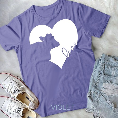 Cow in Heart Cows Love T-Shirt Gift Unisex T-shirt - Picture 9 of 11
