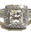 14k white gold 2.10ct princess diamond Halo engagement ring 3.7g ladies 5.75 — photo 2