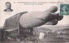 Carte postale ancienne postcard dirigeable "CLEMENT-BAYARD" hangar timbrée 1910