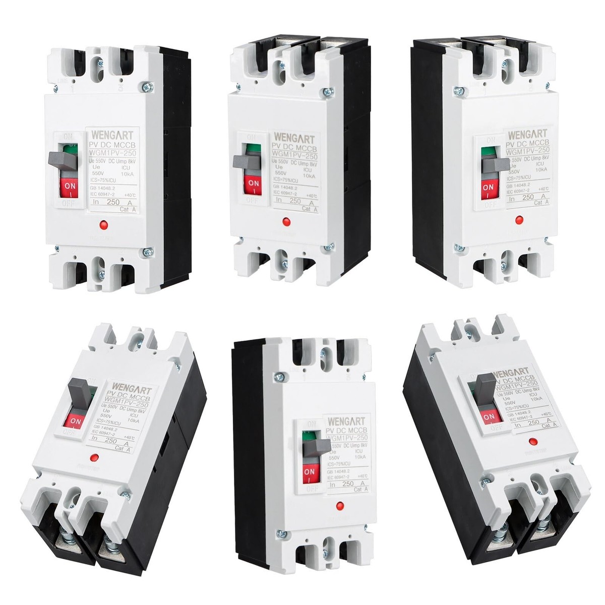 Wengart MCCB Circuit Breaker WGM1PV-250 – 2P 200A, 500VDC, Solar DC Circuit Breaker – Overload & Short-Circuit Protection For Solar Systems
